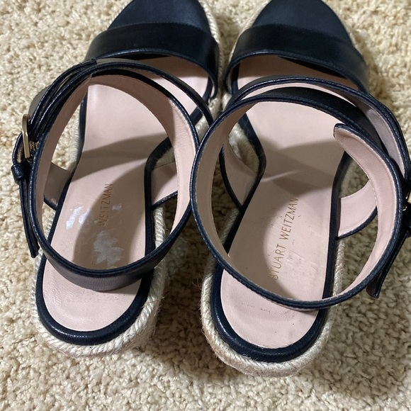 Stuart Weitzman brand NEW strappy straw wedges black sandals size 7 - Picture 6 of 11